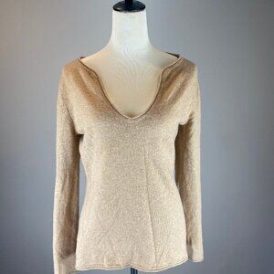 Garnet Hill Sweater Sz M 100% Cashmere Tan